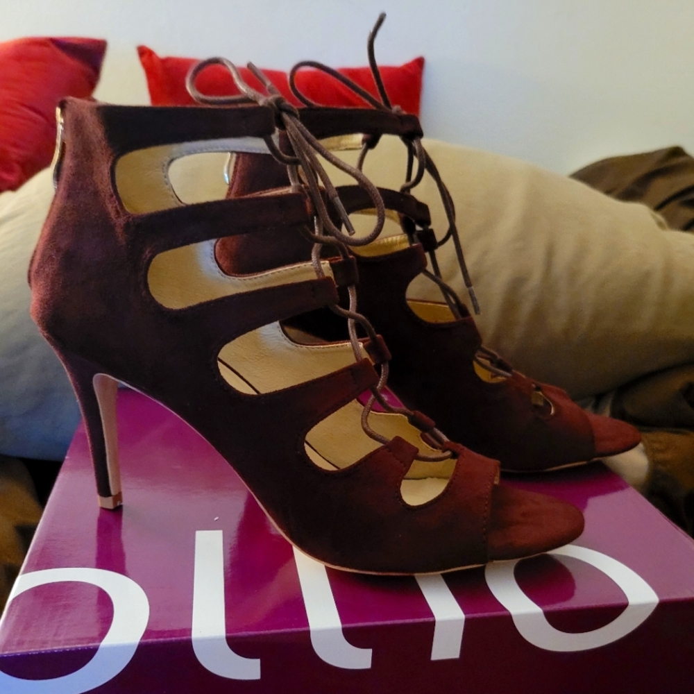 Ollio Gladiator Lace up open toe heel